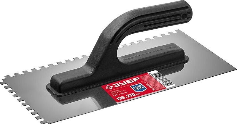 Гладилка ЗУБР МАСТЕР 130х270 мм,зуб 8х8 мм, зубчатая  08042-08