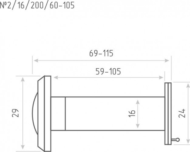Глазок дверной НОРА-М №2/16/200/60-105 со шторкой "Хром" 16850 - изображение 2