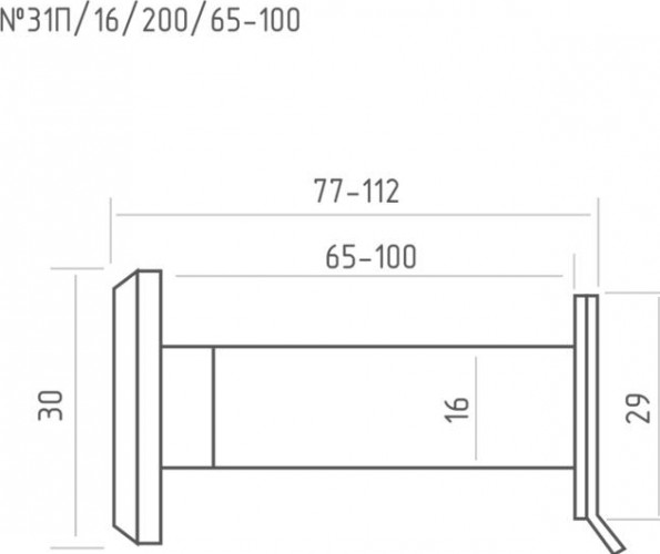 Глазок дверной НОРА-М №31П/16/200/65-100 со шторкой "Хром" 16737 - изображение 2