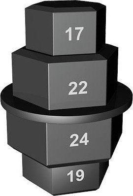 Головка шестигранная 3/8" СОРОКИН 40.56 (17, 19, 22, 24 мм)