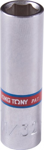 Головка шестигранная с посадкой 1/4" KING TONY 223511S 11/32" дюймовая, глубокая