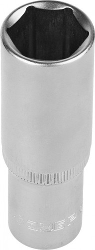 Головка шестигранная с посадкой 1/2" ЗУБР МАСТЕР FLANK 19 мм, торцовая cr-v, хром покрытие 27726-19