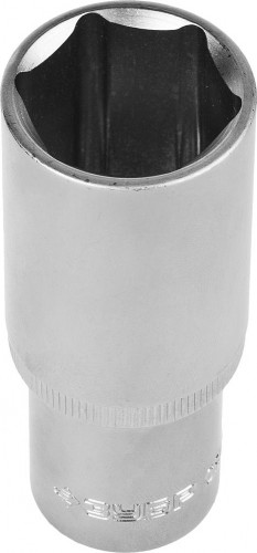 Головка шестигранная с посадкой 1/2" ЗУБР МАСТЕР FLANK 24 мм, торцовая cr-v, хром покрытие 27726-24