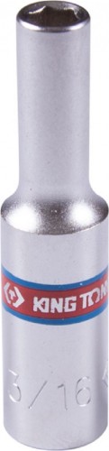 Головка шестигранная с посадкой 1/4" KING TONY 223506S 3/16" дюймовая, глубокая