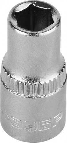 Головка шестигранная с посадкой 1/4" ЗУБР МАСТЕР FLANK  6 мм, торцовая, cr-v 27715-06