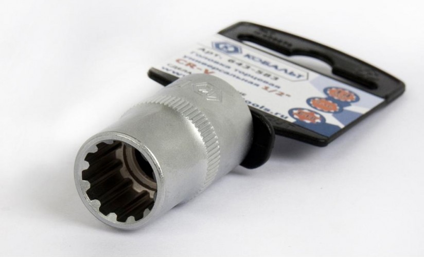 Головка SPLINE Кобальт 643-583 торцевая универсальная 1/2", 14 мм, cr-v - изображение 2