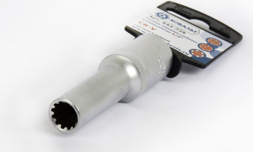 Головка SPLINE Кобальт 643-729 торцевая глубокая универсальная 1/2", 10 мм, cr-v - изображение 2