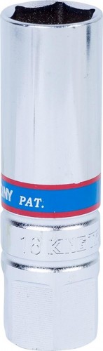 Головка свечная KING TONY 6-гранная 3/8", 16 мм, 70 мм, резиновый фиксатор 363516