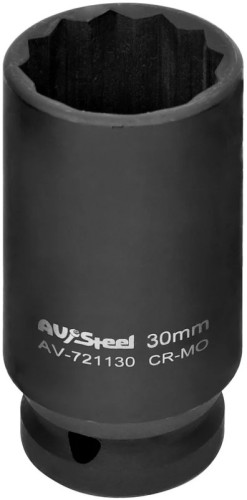 Головка торцевая ударная 12-ти гранная AV Steel AV-721130  1/2", удлиненная, 30 мм