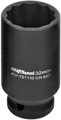 Головка торцевая ударная 12-ти гранная AV Steel AV-721132  1/2", удлиненная, 32 мм