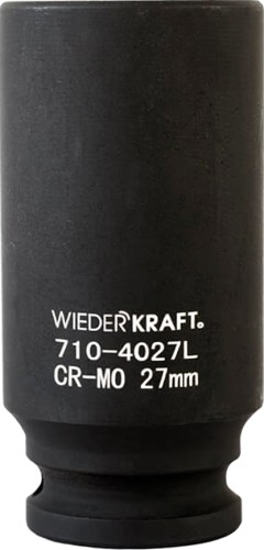 Головка торцевая ударная глубокая 6-ти гранная WiederKraft WDK-710-4027L 27 мм в0000119983