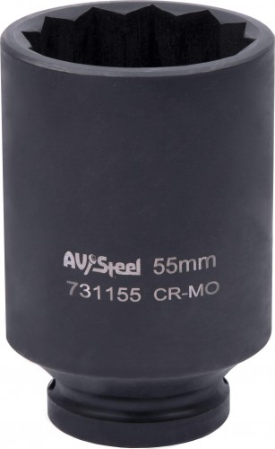 Головка ударная 12-ти гранная 3/4 AV Steel AV-731155 удлиненная 55мм