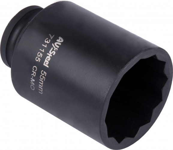 Головка ударная 12-ти гранная 3/4 AV Steel AV-731155 удлиненная 55мм - изображение 2