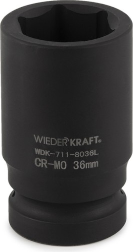 Головка ударная торцевая глубокая 6-ти гранная WiederKraft WDK-711-8036L 36 мм в0000125277