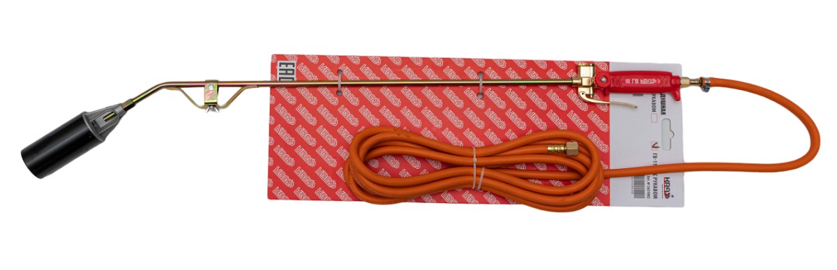 Горелка газовоздушная KRASS ГВ-111-Р с рукавом 3 м (M16x1,5 LH) рычажная 2631002