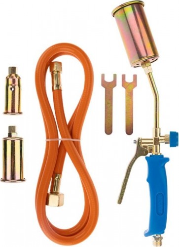 Горелка газовоздушная REXANT ГВП-450КР кровельная, в наборе 3 насадки, шланг 1,5 м 11-0998