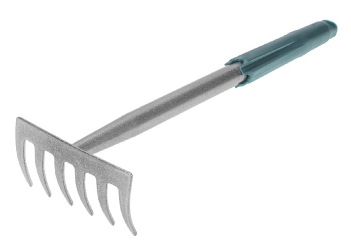 Грабельки ЧЕТЫРЕ СЕЗОНА 64-0017 6 прямых зубьев с цельнометаллической ручкой