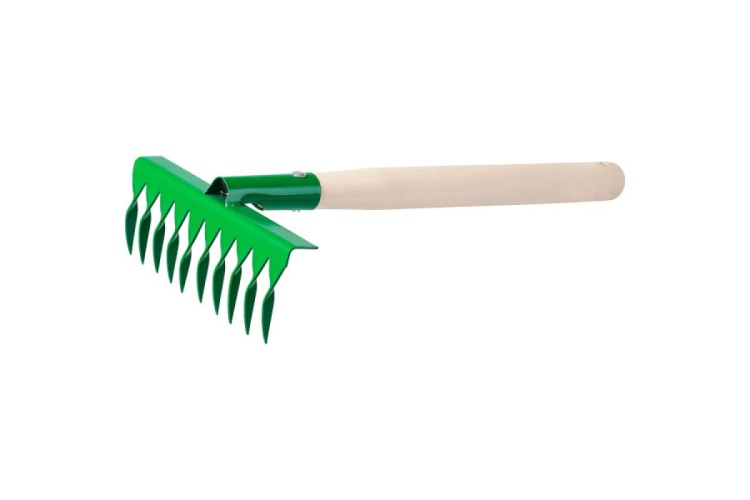 Грабельки садовые РОСТОК 200x62x405 мм с деревянной ручкой, 10 витых зубцов 39614
