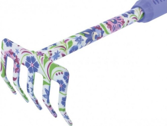 Грабли PALISAD FLOWER MINT 5-зубые, 85х440 мм, стальные, удлиненная рукоятка 62046