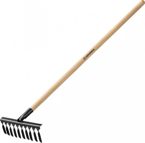 Грабли садовые GRINDA 384х95х1300 мм 12 витых зубьев, с деревянным черенком 39581-12