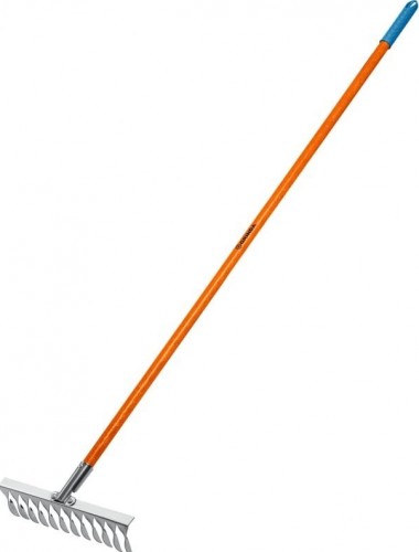 Грабли садовые GRINDA 39482-12 PROline PS-12 FIBER нержавеющая сталь, 12 витых зубцов 39482-12