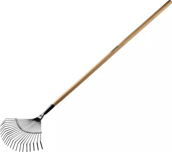 Грабли веерные GRINDA 440х260х1500 мм 22 плоских зубца, с деревянным черенком 39593