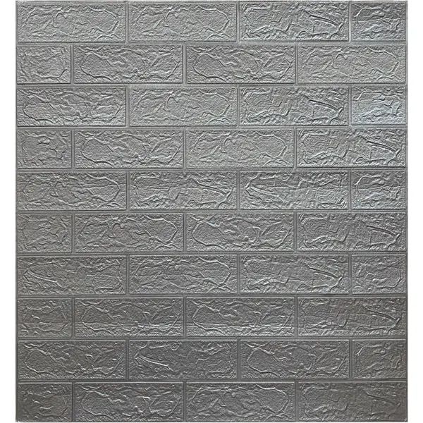 Листовая панель ПВХ мягкая GRACE 3D Кирпич серый металлик 770x700x4 мм 0.539 м2