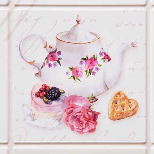 Листовая панель ПВХ GRACE Плитка чайная 902x601x0.5 мм 0.54 м2 - изображение 4