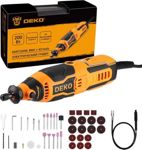 Гравер сетевой DEKO DKRT200W в кейсе + набор аксессуаров 43 шт. 083-1066 - изображение 5