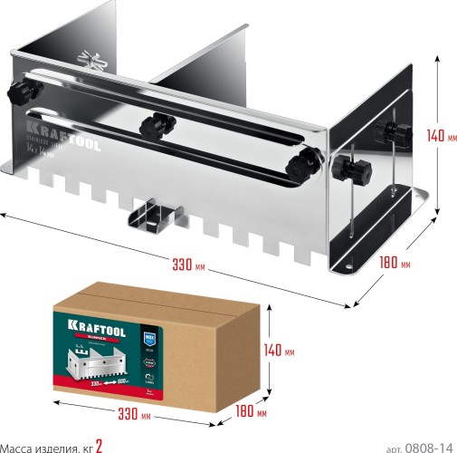 Гребенка KRAFTOOL BUNKER 0808-14 зуб 14*14 мм, раздвижная для плитки до 600мм, нерж 0808-14 - изображение 3