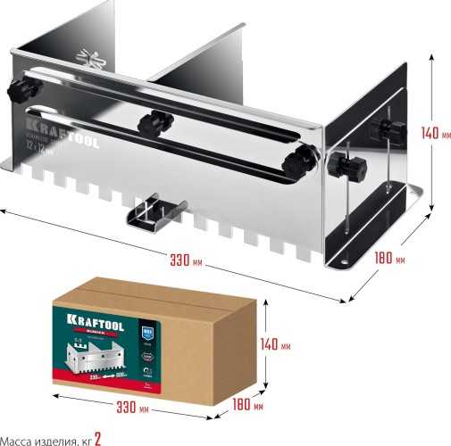 Гребенка KRAFTOOL BUNKER 0808-12 зуб 12*12 мм, раздвижная для плитки до 600мм, нерж 0808-12 - изображение 2