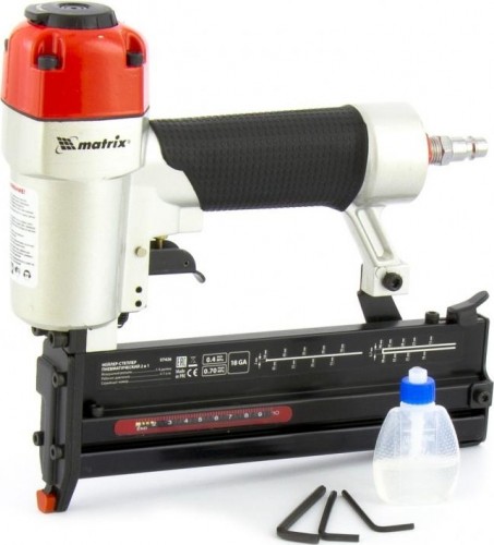 Гвоздезабивной пистолет пневматический MATRIX 10-50 мм  нейлер-степлер 57426