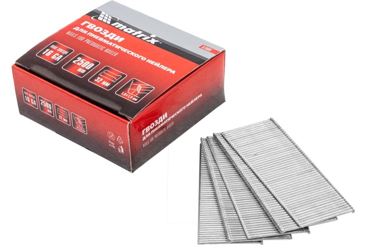 Гвозди для скобозабивателя MATRIX 57605 16ga для пневм.нейлера, сечение 1,6х1,4,длина 32мм - изображение 4