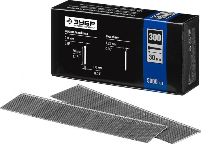 Гвозди ЗУБР ЭКСПЕРТ тип 300, 30 мм для нейлера, 5000 шт 31830-30