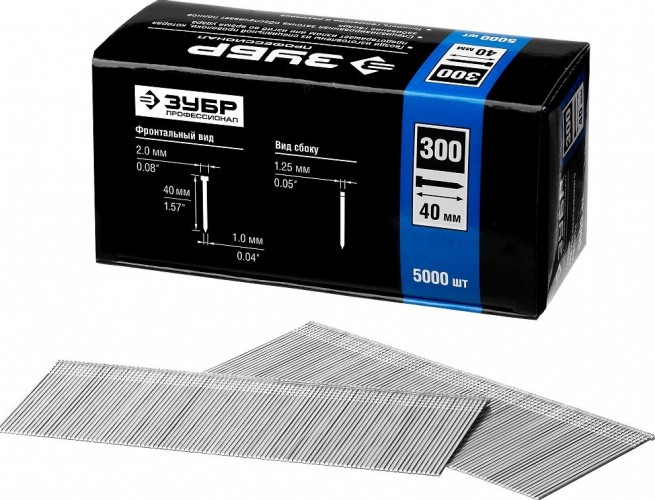 Гвозди ЗУБР ЭКСПЕРТ тип 300, 40 мм для нейлера, 5000 шт 31830-40