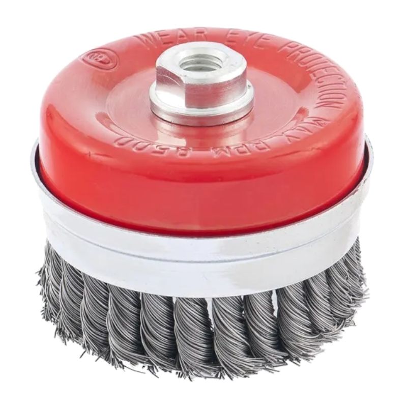 Щетка для УШМ Heavy Duty, 100 мм, М14, чашка, крученая проволока 0.5 мм Matrix