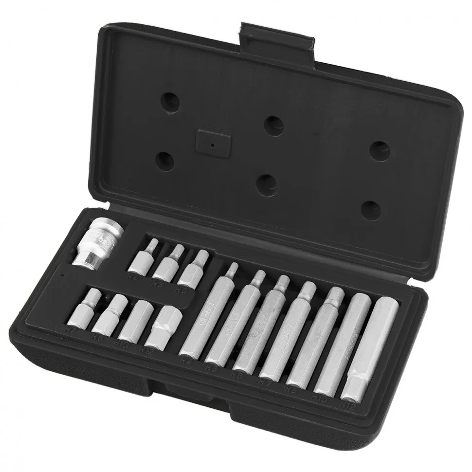 Набор бит HEX, шестигранный хвостовик 1/2'''', CrV, 10 мм, 15 предметов Stels