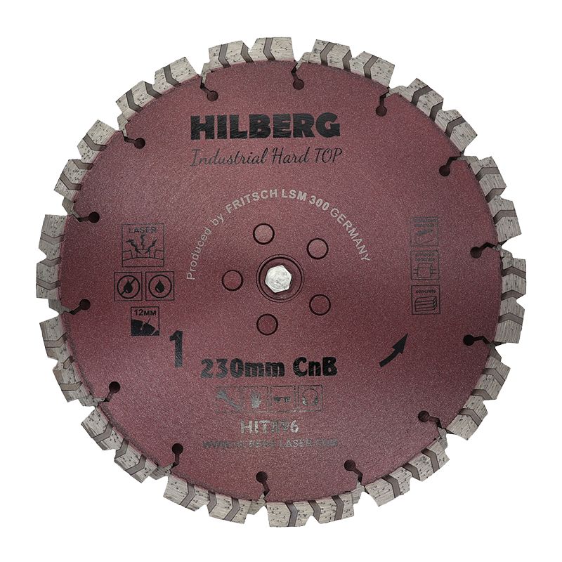 Диск алмазный сегментный-турбо Hilberg Industrial Hard TOP CnB Laser 230х12 мм CnB х 2