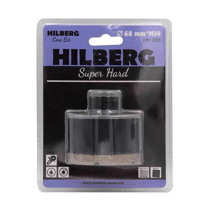 Коронка алмазная Hilberg Super Hard M14 68 мм - изображение 2