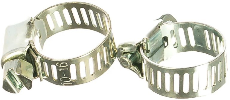 Хомут червячный из нержавеющей стали ЗУБР НХ-8П 10-16 мм, с просечной лентой 200 шт 37811-10-16-200