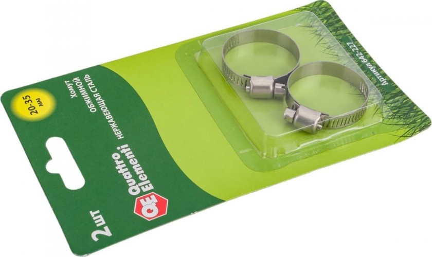 Хомут червячный из нержавеющей стали QUATTRO ELEMENTI 20-35 мм 2 шт, в блистере 642-227 - изображение 2