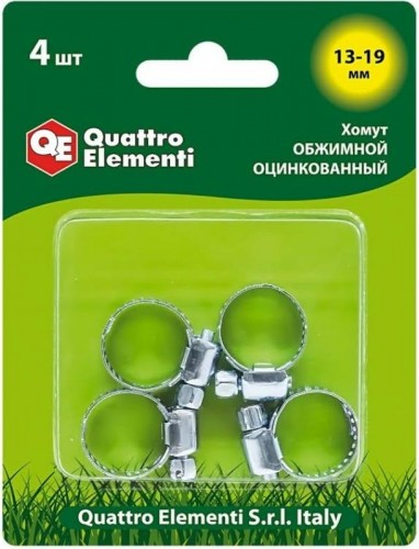 Хомут червячный QUATTRO ELEMENTI 13-19 мм оцинкованный, 4 шт в блистере 771-992 - изображение 2