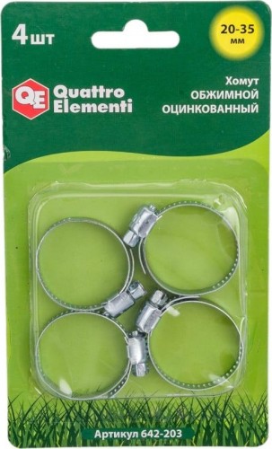 Хомут червячный QUATTRO ELEMENTI 20-35 мм оцинкованный, 4 шт в блистере 642-203 - изображение 3