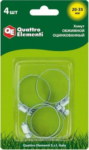 Хомут червячный QUATTRO ELEMENTI 20-35 мм оцинкованный, 4 шт в блистере 642-203 - изображение 2