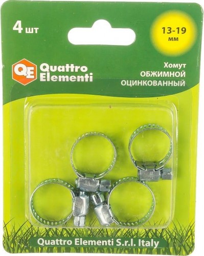 Хомут червячный QUATTRO ELEMENTI 13-19 мм оцинкованный, 4 шт в блистере 771-992 - изображение 3