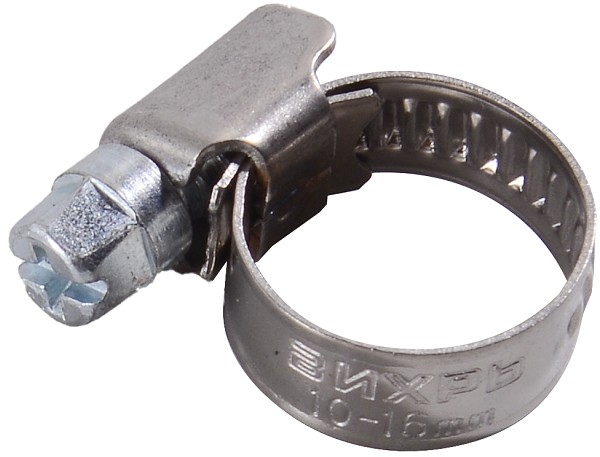 Хомут червячный ВИХРЬ 10 - 16 шириной 9 мм (уп.50 шт.) оцинкованный 73/9/1/20 - изображение 3