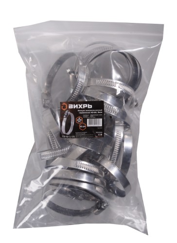 Хомут червячный ВИХРЬ 40 - 60 шириной 9 мм (уп.25 шт.) оцинкованный 73/9/1/25 - изображение 2