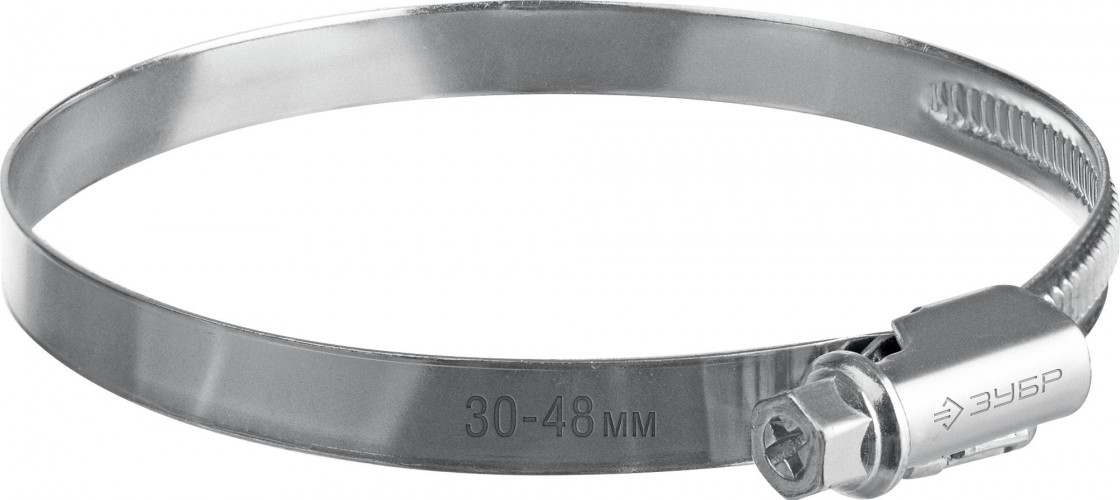 Хомут червячный ЗУБР X-9H 30-48 мм ширина 9 мм, цинк, 50 шт 37807-48