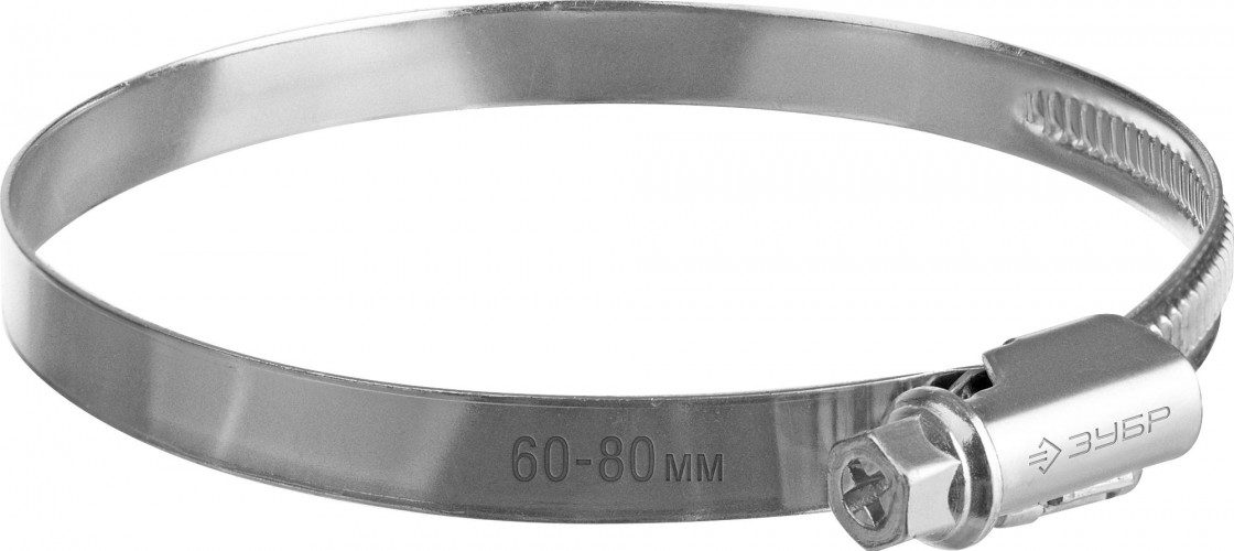 Хомут червячный ЗУБР X-9H 60-80 мм ширина 9 мм, цинк, 50 шт  37807-80