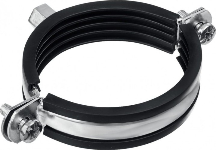 Хомут для монтажа труб двухболтовый ЗУБР 37880-75-80 2 1/2" с гайкой м8/м10, 10шт, оцинкованный